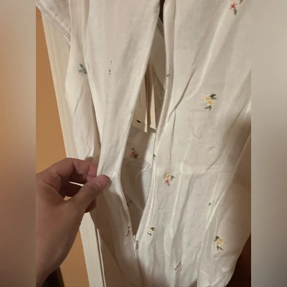 Anthropologie Cream Floral Embroidered Dress - Picture 15 of 16